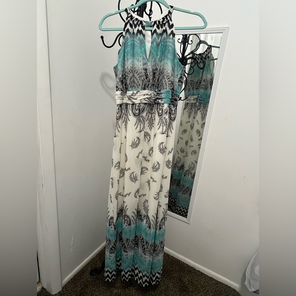 Soho Apparel Blue Halter Maxi Sundress